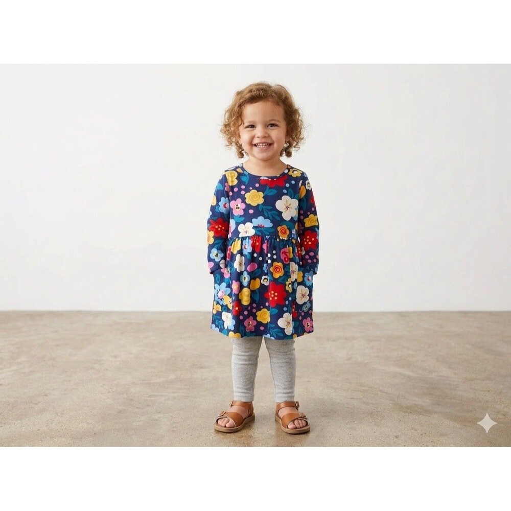 Hanna Andersson 3T 90cm Floral Pocket Dress Scandi Cottagecore Cotton Play Dress